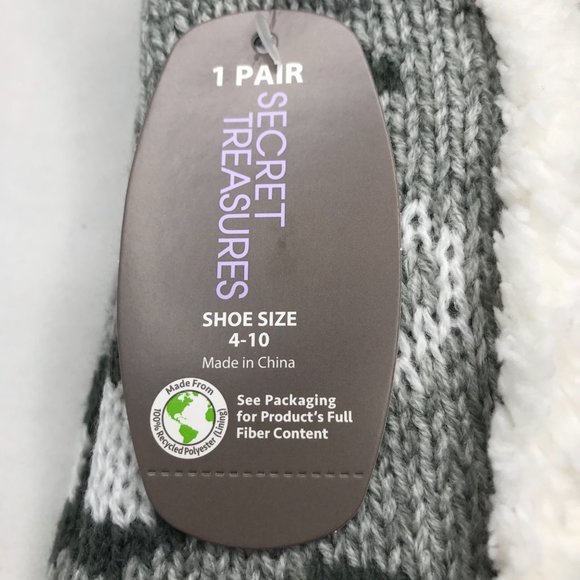 Secret Treasures Women's No Slip Slipper Sock Gray Size 4-10 New - Picture 3 of 5